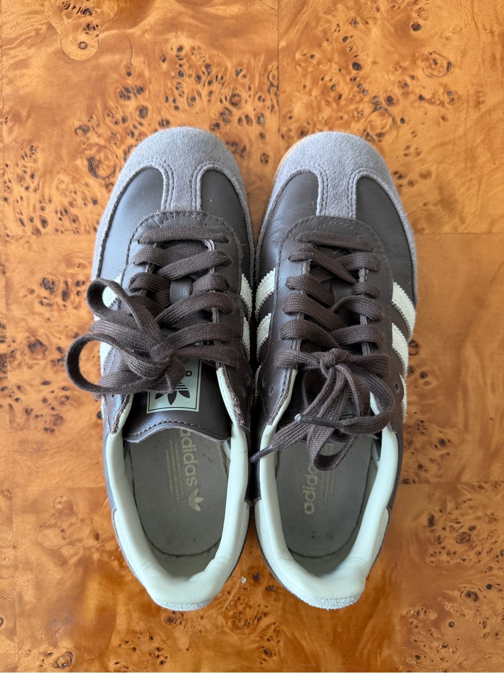 adidas Samba Brown and White Suede Trainers